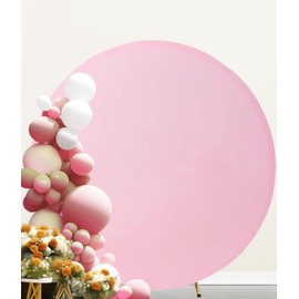 JKDMJF 6.6 FT Pink Round Backdrop Cover Fitting Chiara Circle Backdrop Covers for Birthday Party Baby Shower Wedding Decoration (Pink, 6.6 FT)
