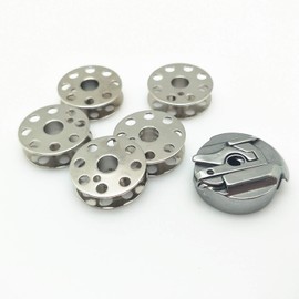 YEQIN 1pcs Bobbin Case 45751 and 5 pcs bobbins Fits Singer Featherweight Sewing Machines 221 222 301 & 301A