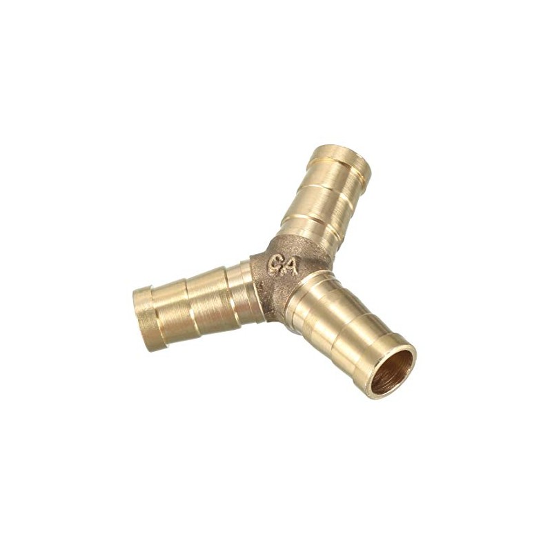 sourcing map 10mm Brass Barb Hose Fitting Tee Y-Shaped 3