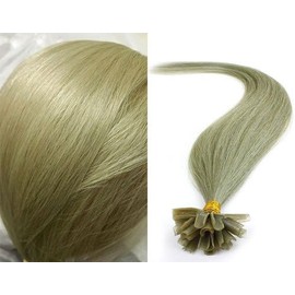 25 Strands Pre Bonded U Nail Tip Fusion 100% Human Hair Extensions 22" Inches Color Smoky Ash Blonde SKY