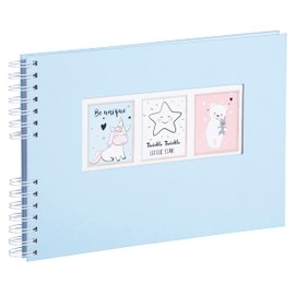 EXACOMPTA - Ref 16335E - Sweet Spiral Photo Album - 150 Photos - 50 White Pages - Size 32 x 22 cm - Light Blue Tinted Paper Cover - Customisation Window