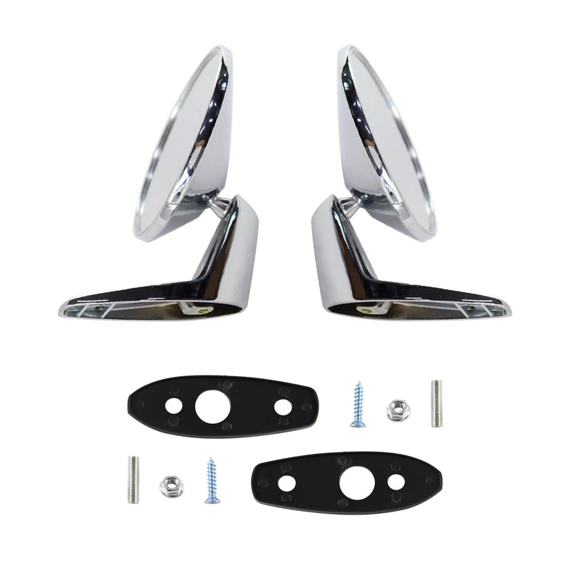 Pair(2) Chrome Door Mirrors Outside Exterior Rearview Compatible With 1966-1975