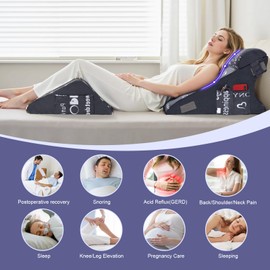 MYLIFESION 3PCS 12" Wedge Pillow with Knee Pillow Set for Sleeping, Acid Reflux, Gerd, Back Pain Relief, Soft Memory Foam Top for After Surgery