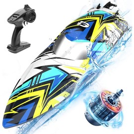 DEERC Brushless Remote Control Boat, 30+ mph Racing RC Boat, Full Proportional 2.4Ghz Speed Boat,Selfrighting Fast Boat with LED Light