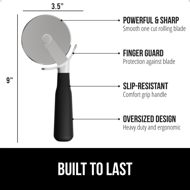 GORILLA GRIP BPA-Free Large Pizza Cutter Wheel, 9 Inch, Sharp