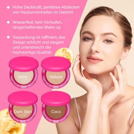 Bounce Balm Foundation, BB Cream Foundation Cream, CC Cream Concealer Powder Make Up with Puff, Lightweight & Moisturising, Waterproof, Conceals Fine Lines, for All Skin Types (Dark Skin)