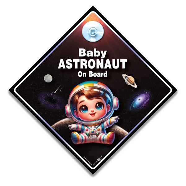 Baby Astronaut on Board Car Sign, 14 x 14 cm,