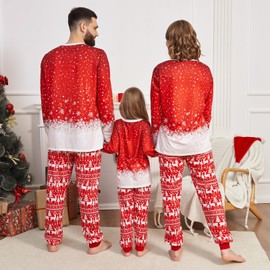 Adisputent Christmas Pajamas for Family Matching Long Sleeve Couples Holiday Sleepwear Two Piece Funny Christmas Pjs Sets Red Reindeer Dad L