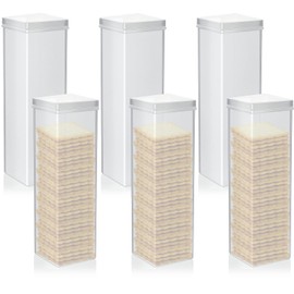 Set of 6 Square Cracker Keeper Plastic Saltine Cracker Sleeve Storage Container Tall Spaghetti Container Baking Soda Container Bread Saver for Airtight Cookie Cereal Fresh Food Holder