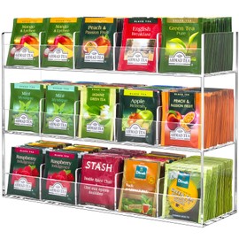BEYGORM Acrylic Tea Bag Organizer for 270 Tea Packets, No Assembly Required Display Holder for Countertop, Vertical Tea Bag Caddy for Cabinet, Tea bar Accessories, Teabags Storage Containers