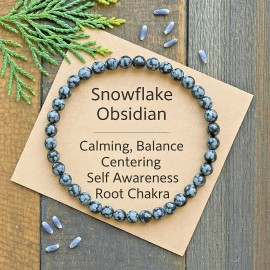 Unbranded Natural Snowflake Obsidian 4mm Beads Healing Strength Women's Stretch Bracelet