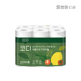 Cody Areumdri Kitchen Towels 150 sheets 6 rolls / 코디 아름드리 키친타올 150매 6롤