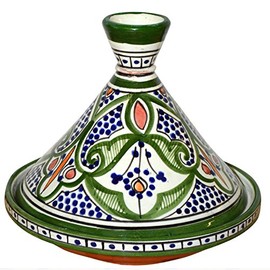 Moroccan Handmade Serving Tagine Exquisite Ceramic With Vivid colors Original Medium 10 inches Across