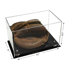 Better Display Cases Acrylic Baseball Catchers Glove Display Case Silver Risers Mirror (A011/V16)