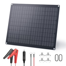 ZOUPW 20W 12V Solar Battery Charger,Solar Battery Maintainer Trickle Charger with Built-in Intelligent Charge Controller,IP68 Waterproof for Car Boat Marine RV Trailer(1 PCS)