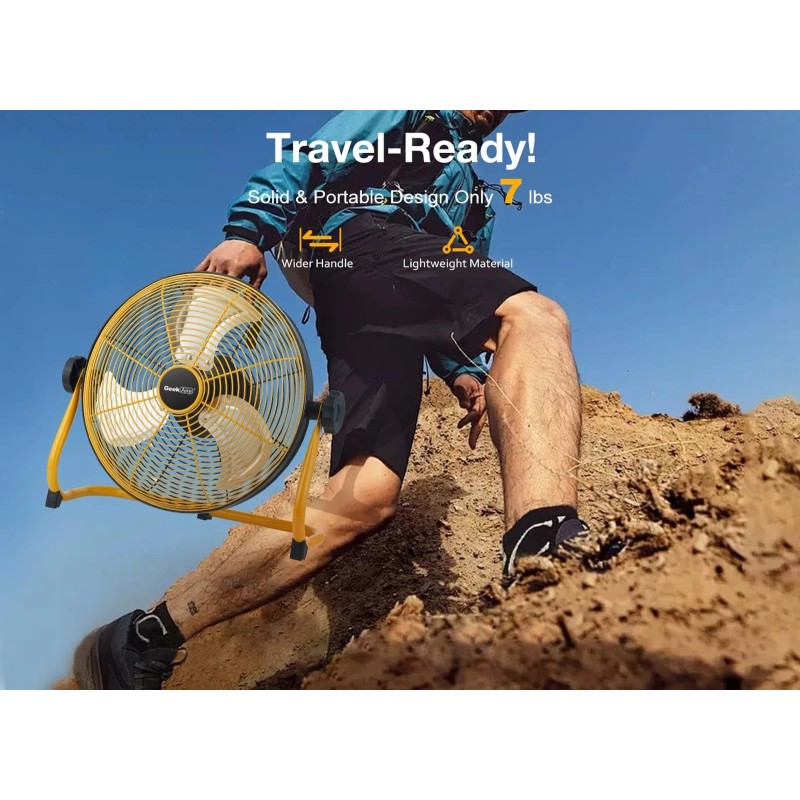 Geek Aire 12" Portable Battery Operated Fan with Metal Blade,