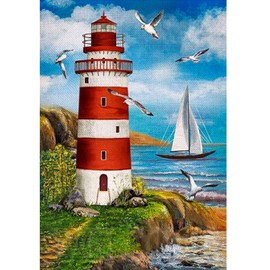 5D DIY Diamond Painting Kits, Watchtower Diamond Painting Pictures, Full Drill, Diamond Rhinestone Crystal Cross Stitch Embroidery Canvas Pictures Painting by Numbers for Children Adults Decorations
