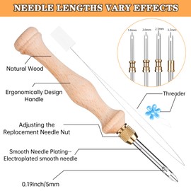 Punch Neddle Kit with Storage Box,Adjustable Punch Needle Tool with1.6mm/2mm/2.5mm/3.5mm/5mm Metal Needles,Punch Needle Set Adults Beginner for DIY Craft,Perfect for Decoration and Gifts(Blue)