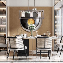 XILICON Dining Room Lighting Fixtures Hanging Farmhouse Brushed Nickel 3 Light Modern Pendant Lighting Contemporary Chandeliers with Glass Shade for Living Dining Room Bedroom Kitchen Island