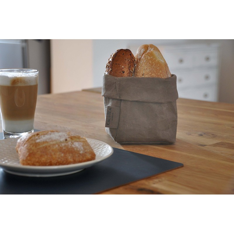 CALUTEA Small bread basket, brown, modern, vegan leather, bread basket,
