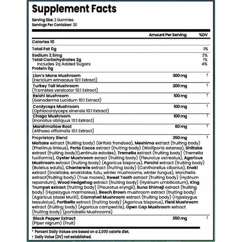 Gomitas Orgánicas De Hongos 20 En 1 Nutraperfecto