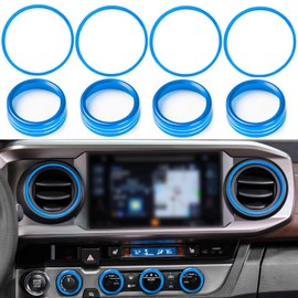 Auovo AC knob Cover Trims and AC Vent Outer Rings for Toyota Tacoma Accessories 2016-2023 Interior Air Conditioner Vent Ring Cover Trims Air Conditioner Knob Rings 8pcs-Set (Blue)