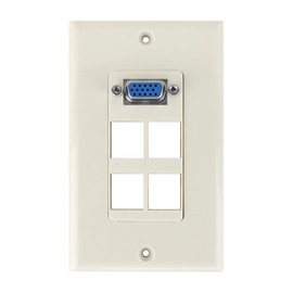 VGA and 4-Port Keystone Wall Plate, Light Almond