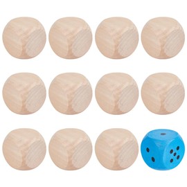 BENECREAT Pack of 12 Empty Wooden Cubes, 50 x 50 x 50 mm, Large Double-Sided Wooden Cubes with Rounded Corners, DIY Graffiti Dice for Painting, Drawing, Gluing, Stacking, Colouring