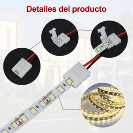 Naiwant 20pz Cables Conectores Broches Tira Led 2 Pines 8mm Smd 2835 Con Cable Sin Soldadura A Presión, 2 Pines, Conector De Tira Led Para Tiras Led  