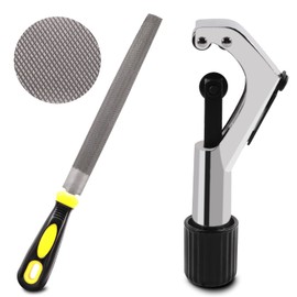 Tanstic 2Pcs Bike Front Fork Cutting Tool with 6-42mm Open Caliber & 8 Inch Semi Round Hand Rasp File Set, Bicycle Tube Cutter Seat Post Cutter Half Round File with Rubber Hand Grip Handle