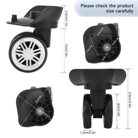 2 Pcs Luggage Caster Wheels, Replacement Plastic Luggage Wheels, Luggage Wheel Spinner Suitcase Wheels for Luggage Suitcase Trolley 360 Degree Rotation