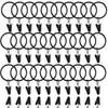 40 PcsCurtain Rings with Clips, 35mm Black Metal Curtain Hoops,
