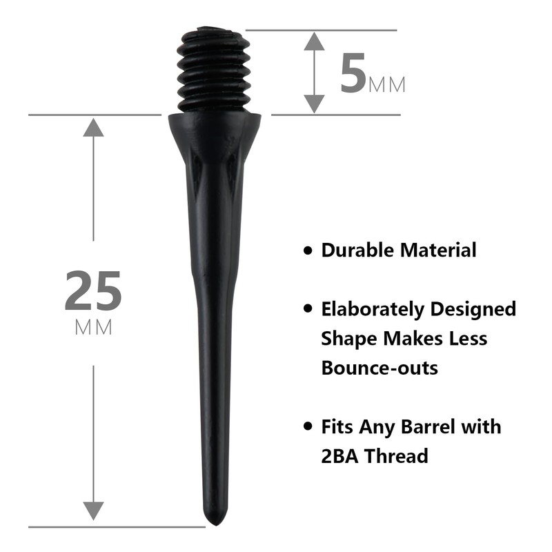 LinkVisions 2BA Thread Plastic Tip Dart Points Soft Dart Tips