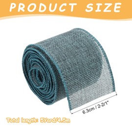 sourcing map Burlap Ribbon Fabric Wired Edge Ribbons Dark Green 2-1/2 Inch x 5 Yard Wired Ribbon for Gift Wrapping, Bow, Wreath, Christmas Tree, Flower Bouquet