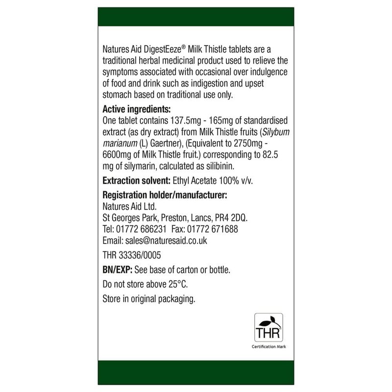 Natures Aid Natures Aid DigestEeze Milk Thistle, 60 Tablets (Relief