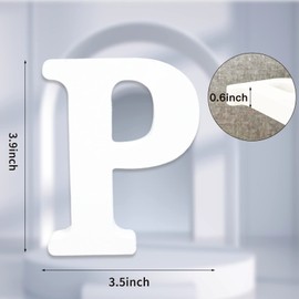 AOCEAN 4 Inch White Wood Letters Unfinished Wood Letters for Wall Decor Decorative Standing Letters Slices Sign Board Decoration for Craft Home Party Projects (P)