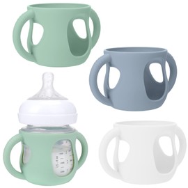 BUSOHA 3 Pack Silicone Sleeves for Avent Baby Bottles - Anti Breakage Baby Bottle Holder with Handle for Avent Natural Glass Baby Bottles,Compatible with Avent Baby Bottle