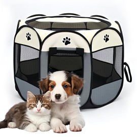 Perky Bliss Dog Play Pen Portable Cat House Easy Assemble Pet Indoor/Outdoor Security Cage Pink-L