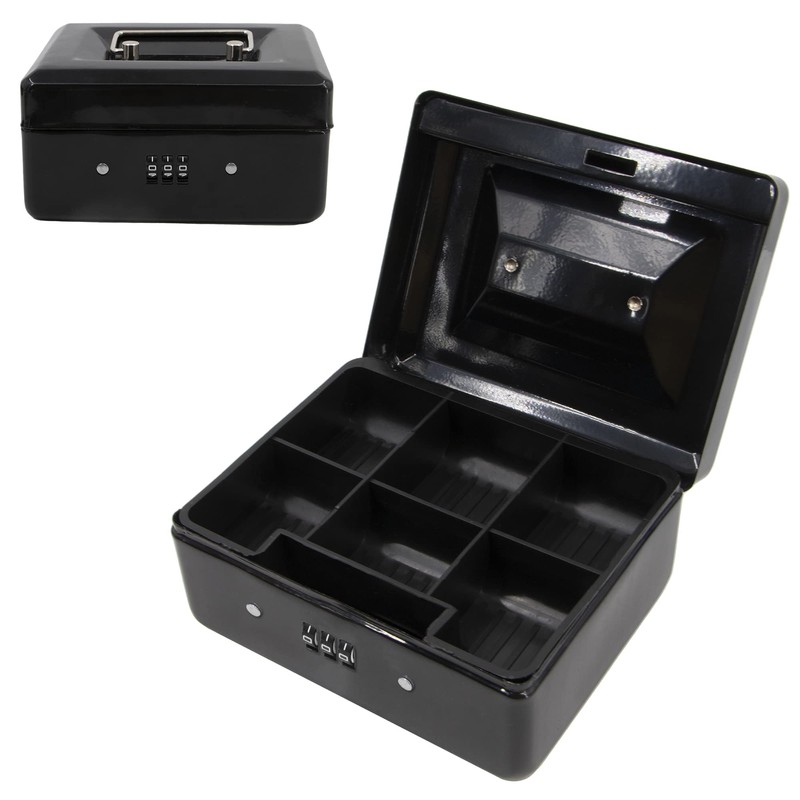 Small Security Lock Box with Coin Tray Metal Material with
