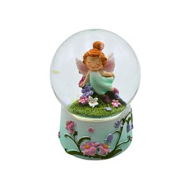 Dekohelden24, Shaking Ball, Mythical Creatures, Snow Globe with Flower Girl, Fairy Ball, Fairy Ball for Shaking with Colourful Glitter and Flowers, L/W/H 6 x 6 x 9 cm, Fairy Green, 6 cm