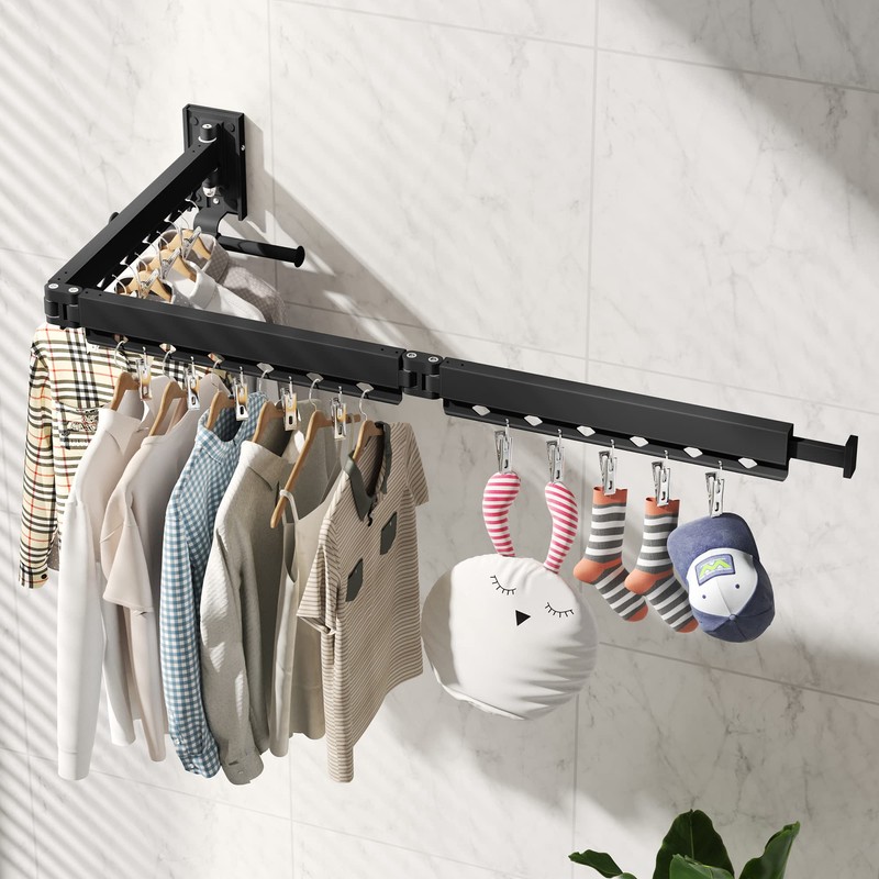 BOQORAD Clothes Drying Rack,Wall Mounted Laundry Rack,Drying Rack Clothing,Laundry Drying
