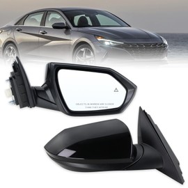 Lqito Right Passenger Side Door Mirror Compatible With 2021 2022 2023 2024 2025 Hyundai Elantra With Manual Folding Power Glass Blind Spot Heated Black Replace#87620AB040(7Pins)
