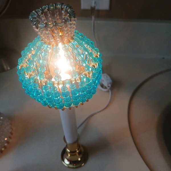 Handmade Teal Green beaded Lampshade For Nightlight Window Candle