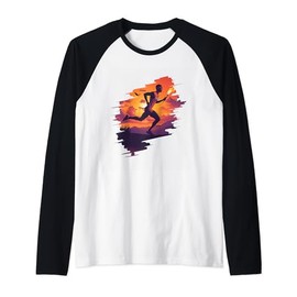 Torch Bearer Running Against Sunset Raglan Baseball Tee