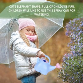 LOYUYU 0.4 Gallon Plastic Watering Can Small Lightweight Cute Indoor Outdoor Garden Plants, Watering Can with Shower Head Elephant: Pink Body Blue Head