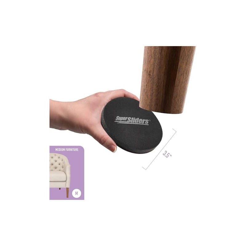 Super Sliders 3-1/2 Inch Round Felt Furniture Sliders for Hardwood