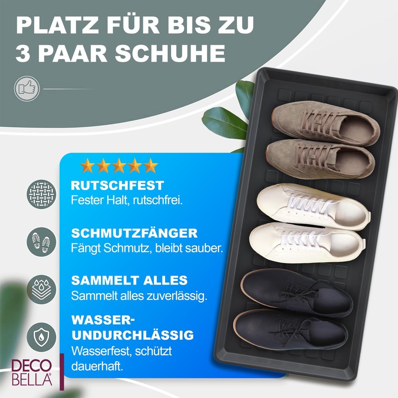 DECOBELLA Shoe Drip Tray, Shoe Tray, Grey, Shoe Rack, for