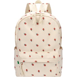 Shukiku Kids' Backpack, Kindergarten, Nursery, Lightweight, Water Repellent, Large Capacity, Side Pockets, Front Pocket, Unisex, Present, School Preparation, STRAWBERRY, L