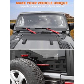 Savadicar 3-Piece Orange Windshield & Rear Wiper Trim Set for Jeep Wrangler JL JLU 4xe & Gladiator JT 2018-Present – Exterior Styling Accent Accessories