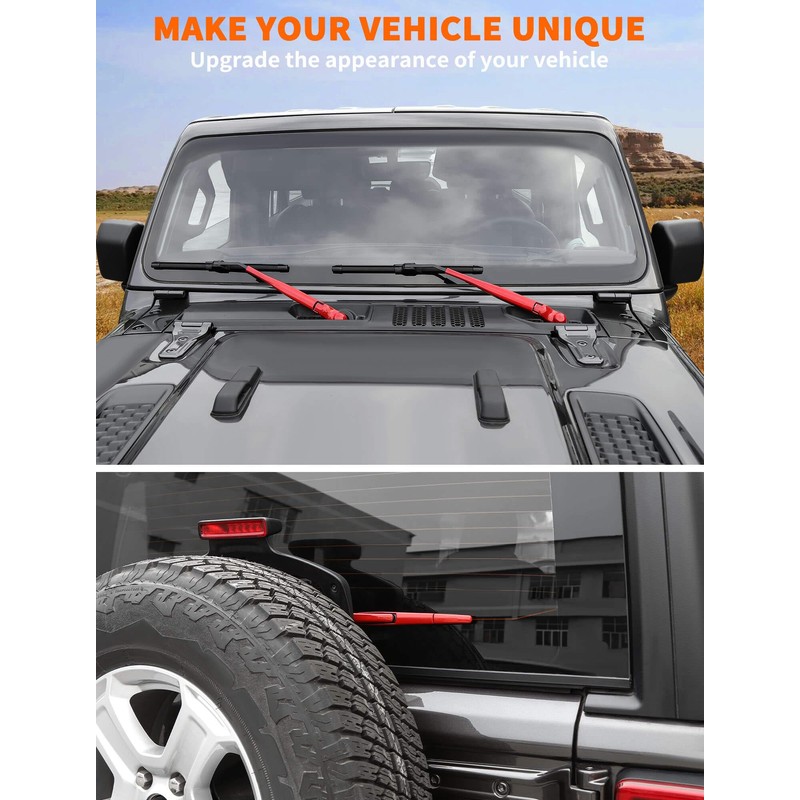 Savadicar 3-Piece Orange Windshield & Rear Wiper Trim Set for